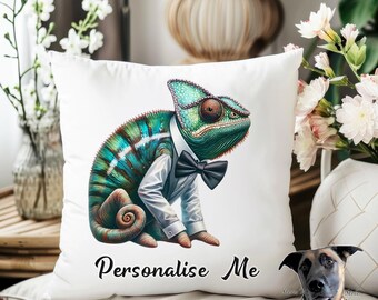 Chameleon Cushion - Personalised with name/phrase - 29 designs