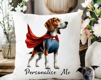 English Foxhound Cushion - Personalised with name/phrase - 28 designs