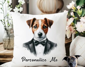 Jack Russell Cushion - Personalised with name/phrase - 28 designs