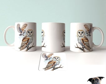 Tazas y posavasos de aves rapaces: 12 diseños: búho, halcón, gavilán