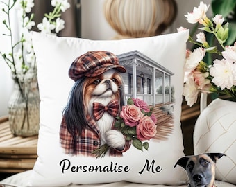 Japanese Chin Cushion - Personalised with name/phrase - 31 designs