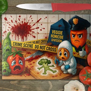 CSI Vegetable Murder Board Chopping/Cutting Boards - Crime Scene Investigation - 3 designs - 2 sizes