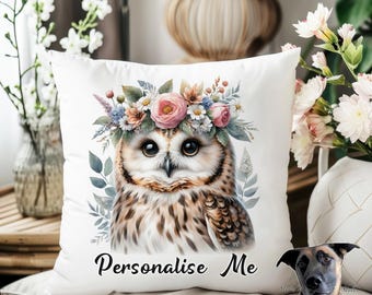 Owl Cushion - Personalised with name/phrase - 22 designs
