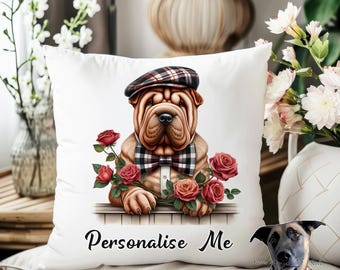 Shar Pei Cushion - Personalised with name/phrase - 38 designs