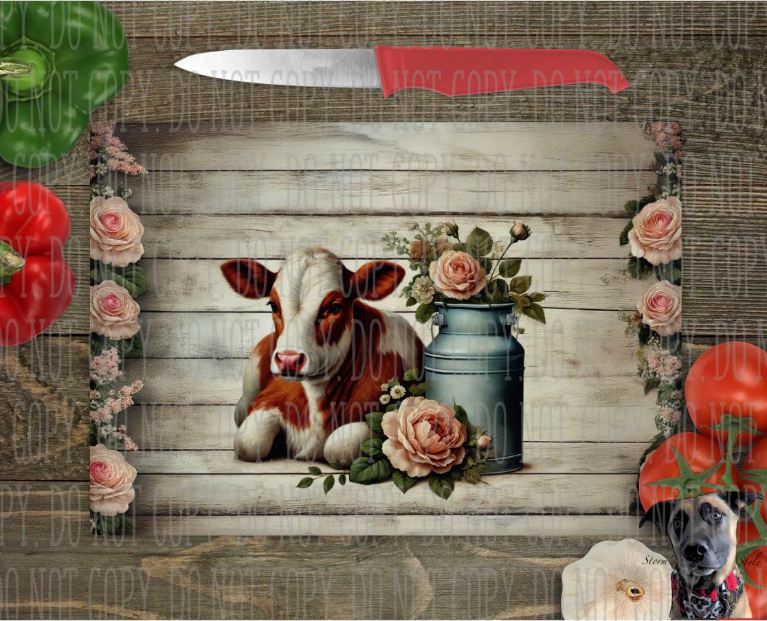Tagliere di mucca dell'altopiano, tagliere, tagliere di vetro, regalo da cucina di mucca dell'altopiano, cucina di campagna - Italia