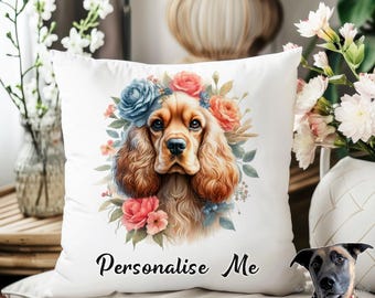 Cocker Spaniel Cushion - Personalised with name/phrase - 58 designs