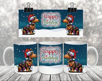 Happy Pawlidays Kerst Teckel Hond in Hoed Mok