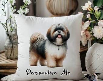 Lhasa Apso Cushion - Personalised with name/phrase - 23 designs