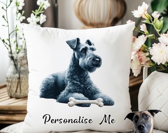 Kerry Blue Terrier Cushion - Personalised with name/phrase - 52 designs