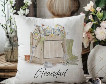 Personalised Gardening Cushion: Floral Garden Tools Throw Pillow