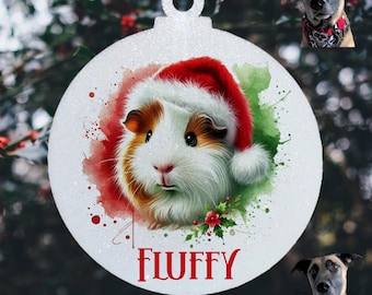 Personalised Guinea Pif Christmas Tree Decorations - 8 designs