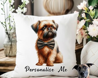 Brussels Griffon Cushion - Personalised with name/phrase - 39 designs
