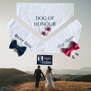 Wedding Dog Bandanas - state colour of bow/flowers when ordering