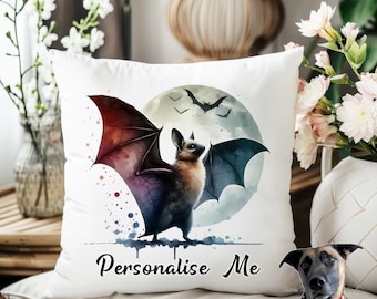 Bat Cushion - Personalised with name/phrase - 28 designs