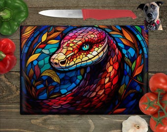 Stained Glass Effect Snake Glass Chopping/Cutting Boards - 9 designs available