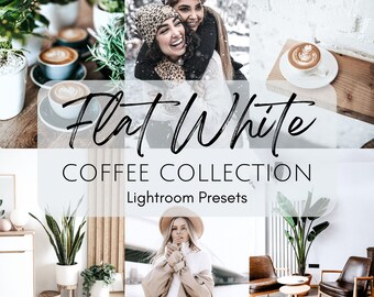 12 paramètres prédéfinis Lightroom haut de gamme, effet blanc brillant, paramètres prédéfinis Instagram et Blogger, collection Modern Coffee