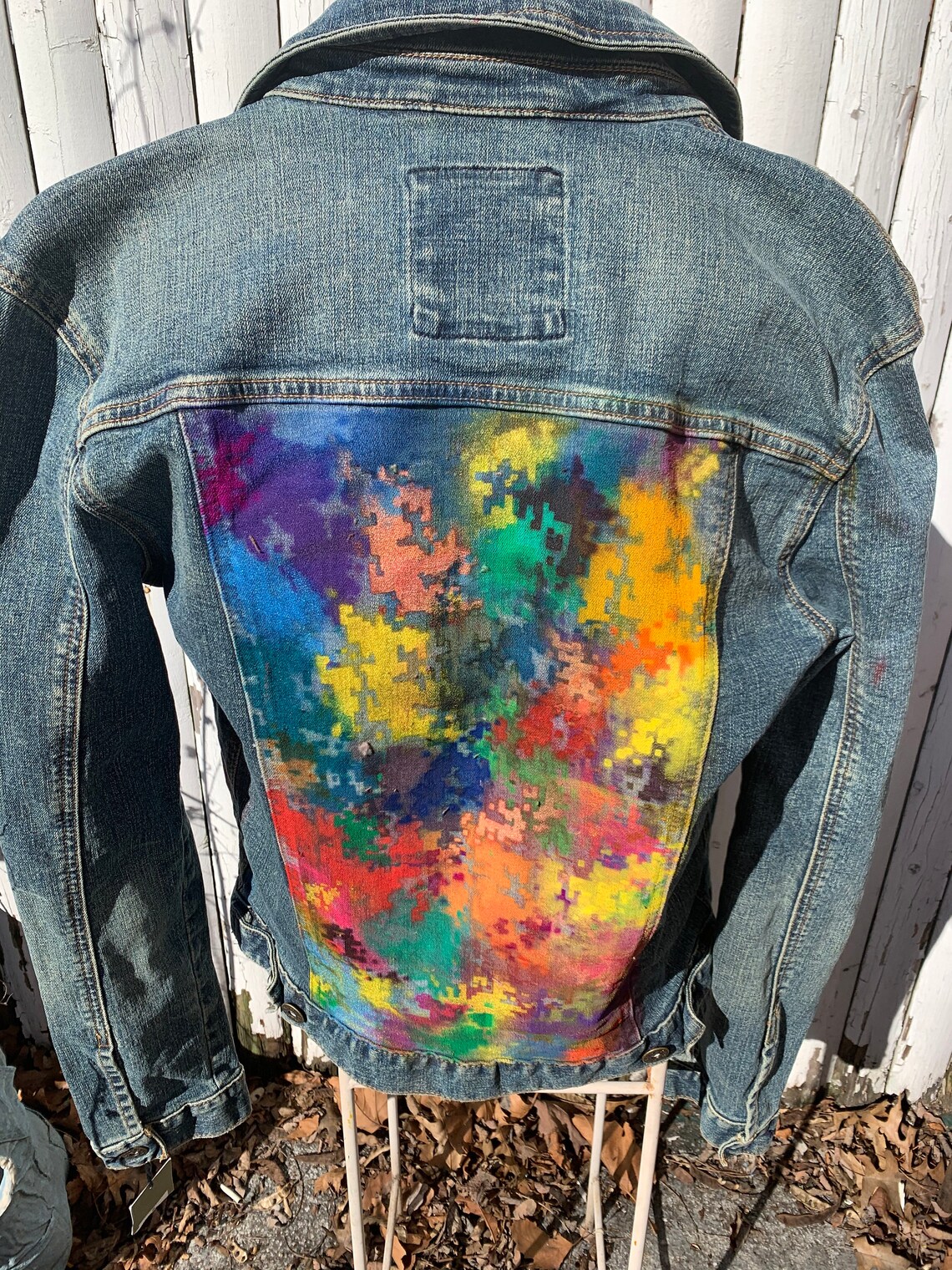 Handpainted Abstract Design Denim Jacket Size S With Tags Etsy UK