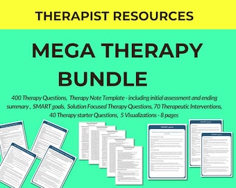 Ensemble de feuilles de travail sur la métaphore de la thérapie, feuilles de travail sur la santé mentale pour les clients, thérapeutes, activités de counseling et de psychologie, thérapie de 400 questions