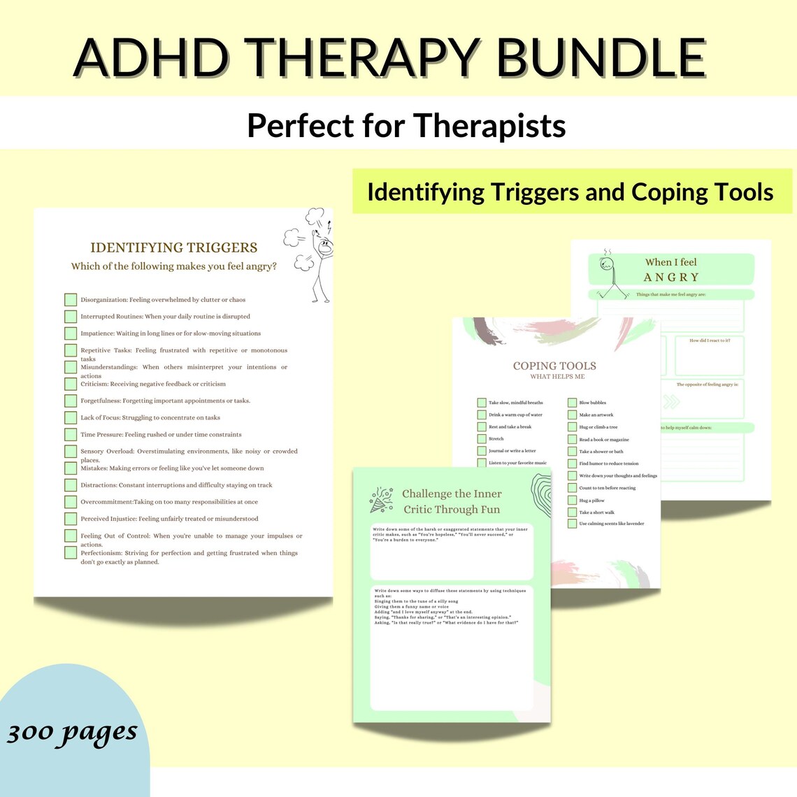 ADHD Executive Functioning Skills Strategies Psychoeducation Worksheets ...