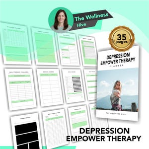 Depression Journal Printable, CBT Therapy Workbook, Mental Health Planner, Mood Tracker, Depression Worksheets, Therapist, Digital Download