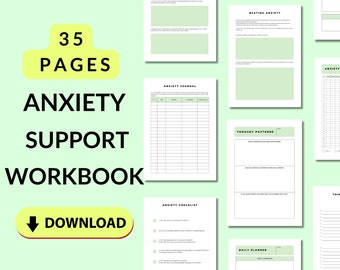 Anxiety Planner Printable, CBT Worksheets, Coping Skills Workbook, Mental Health Planner, Anxiety Journal, Therapist Tools, Coping Cards PDF