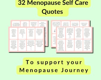 32 Menopause Affirmation Cards, Perimenopause Self Care Cards, Encouragement Cards, Menopause Gift, Instant Download