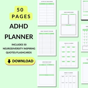 ADHD planner for adults / adhd planner printable / Neurodiversity affirming / ADHD workbook / ADHD worksheets