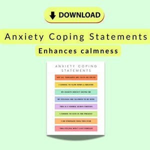 Anxiety Coping Statements – Printable Affirmations for Stress Relief, Mindfulness, and Emotional Regulation