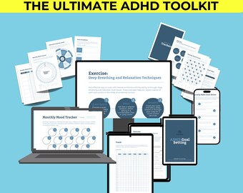 ADHD Executive Functioning Worksheets, ADHD Planner, Therapy Workbook, Therapy Bundle, Self-care, Psychology Resources, Time Management