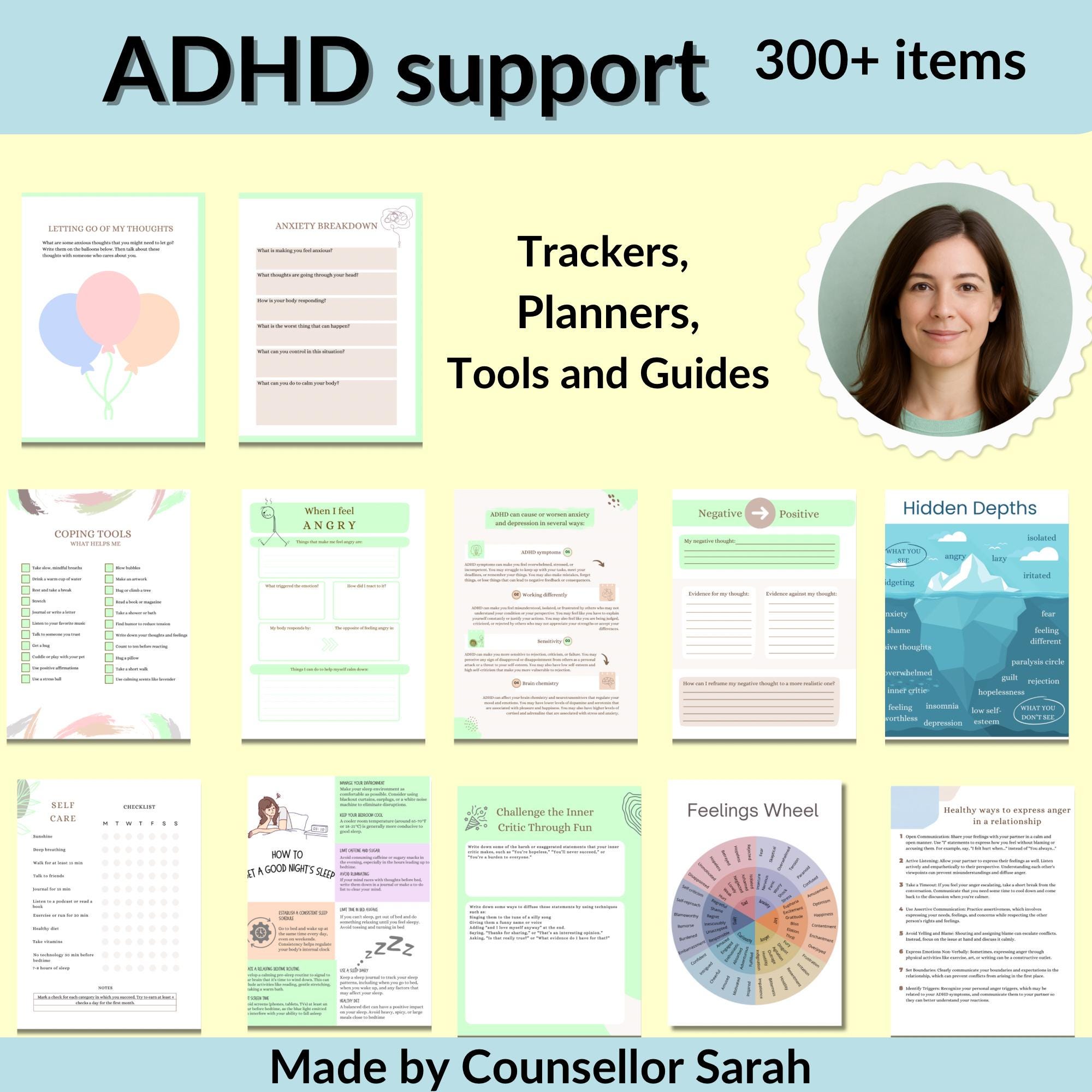 ADHD Executive Functioning Skills Strategies Psychoeducation Worksheets ...