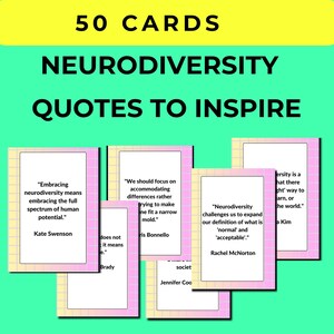 50 Neurodiversity Quote Cards | Printable Affirmations for Therapy | A4 A5 Flashcards