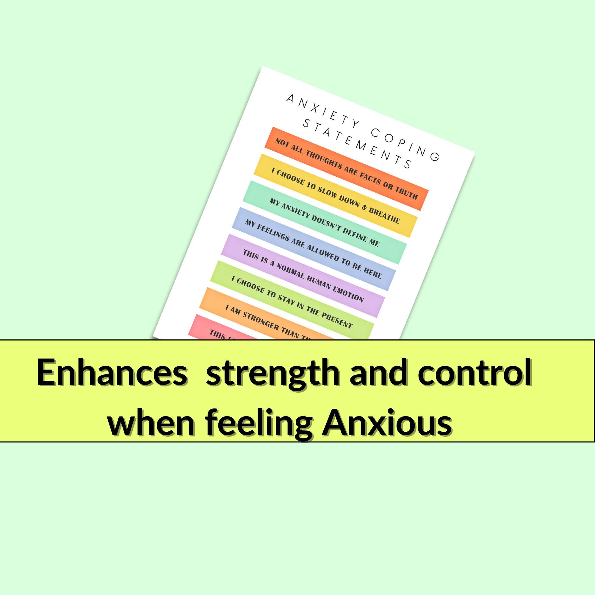 Anxiety Coping Statements – Printable Affirmations for Stress Relief ...