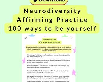 100 Neurodiversity Affirming Principles Wheel, Embrace Neurodiversity Therapy Decor & Reference