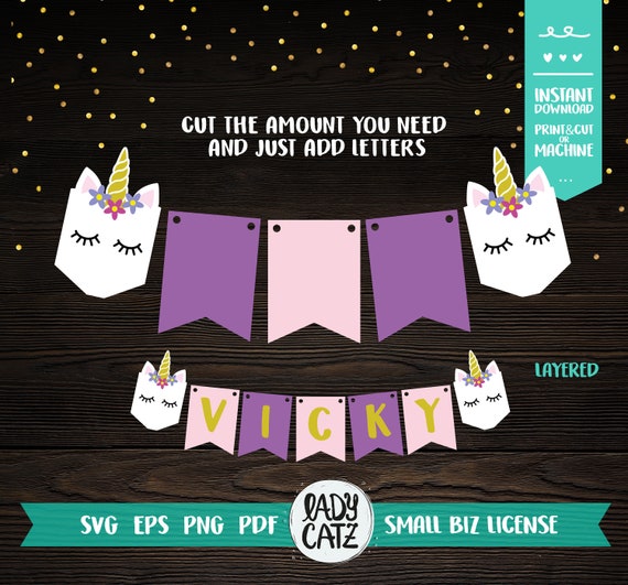 Download Unicorn Birthday Banner Svg Cut File For Party And Room Etsy