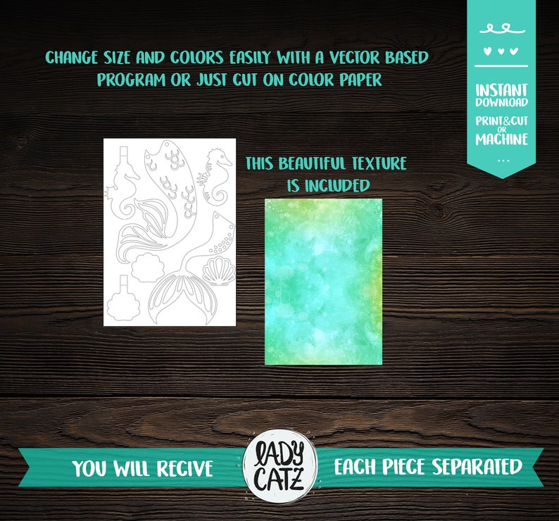 Download Mermaid banner siren garland svg cut file party decoration ...