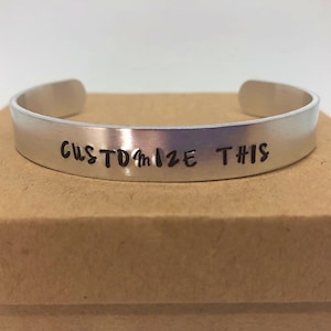 Customizable Hand Stamped Cuffed Bracelet, personalized jewelry