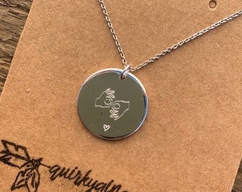 ASL Interpreter Hand Sign Necklace,  Deaf Jewelry, Sign Language Interpreter Gift, American Sign Language Gift