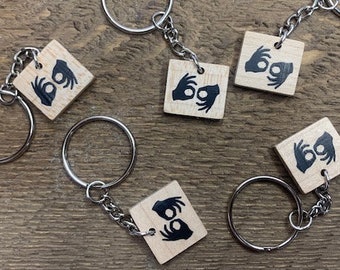 Interpreter sign American Sign Language Keychain , ASL Scrabble Tile Keychain, Bag Charm, Interpreter Gift