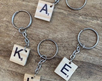 Alphabet Keychain, Scrabble Tile Keychain, Bag Charm, Initial Keychain