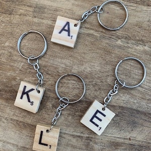 Chaveiro alfabeto, chaveiro Scrabble Tile, pingente de bolsa, chaveiro inicial