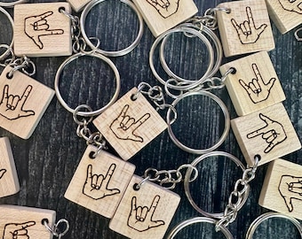 I love you sign American Sign Language Keychain , ASL Scrabble Tile Keychain, Bag Charm, Interpreter Gift