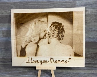 Engraved Custom Wood Frame Gift,  Wooden Photo, Engraved Picture