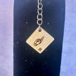 Sign Language Alphabet Keychain (American), ASL Scrabble Tile Keychain, Bag Charm, Initial Keychain, Interpreter Gift image 4