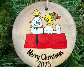 Custom Made, Laser Engraved, and  Hand-painted wood Slice Holiday Ornaments: Holiday Favorites