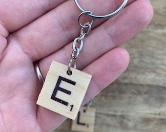 Alphabet Keychain, Scrabble Tile Keychain, Bag Charm, Initial Keychain