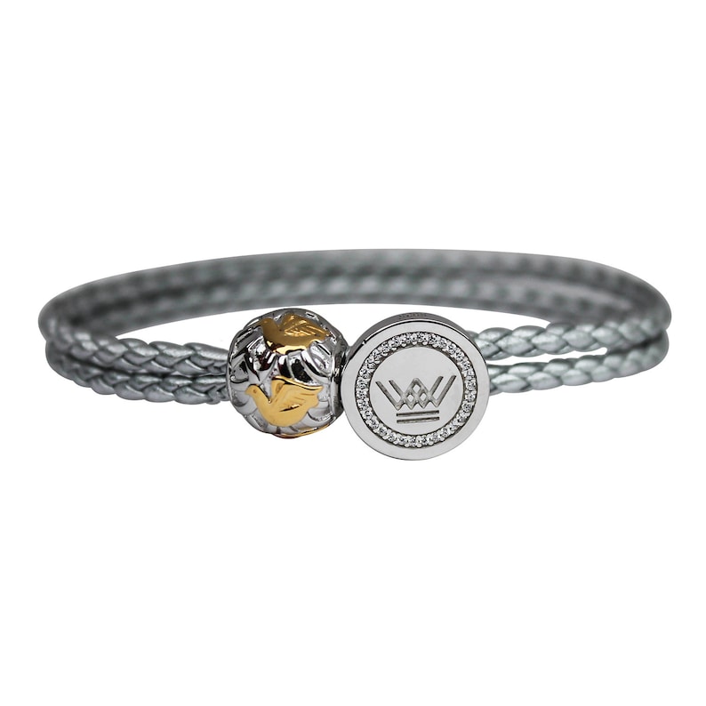 Silver Leather Charm Bracelet for Women Silver Clasp DOVE Fastener Bead Sterling Silver Leather Colour Black Jewelry Gift Christmas Gold