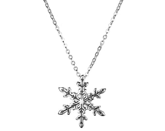 Snowflake Pendant Necklace for Women- Christmas Gift Winter Collection Sterling Silver with Free Box and Shipping