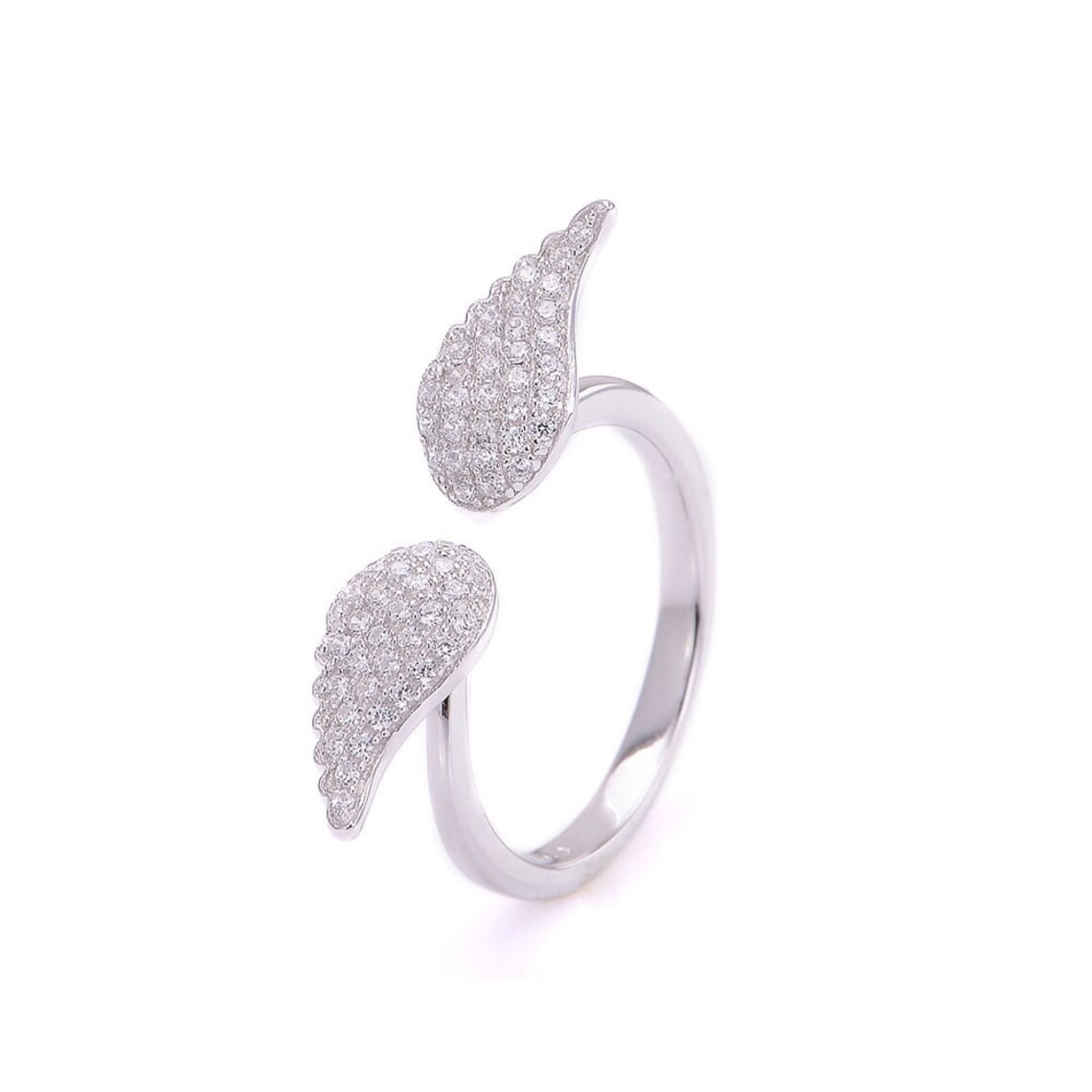 Seraph Wings Ring Sterling Silver Cubic Zirconia Gift for Etsy