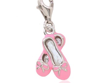 Fascino per bracciale collana ciondolo o portachiavi in argento ballerine rosa, regalo per donne e ragazze, BOX gratis