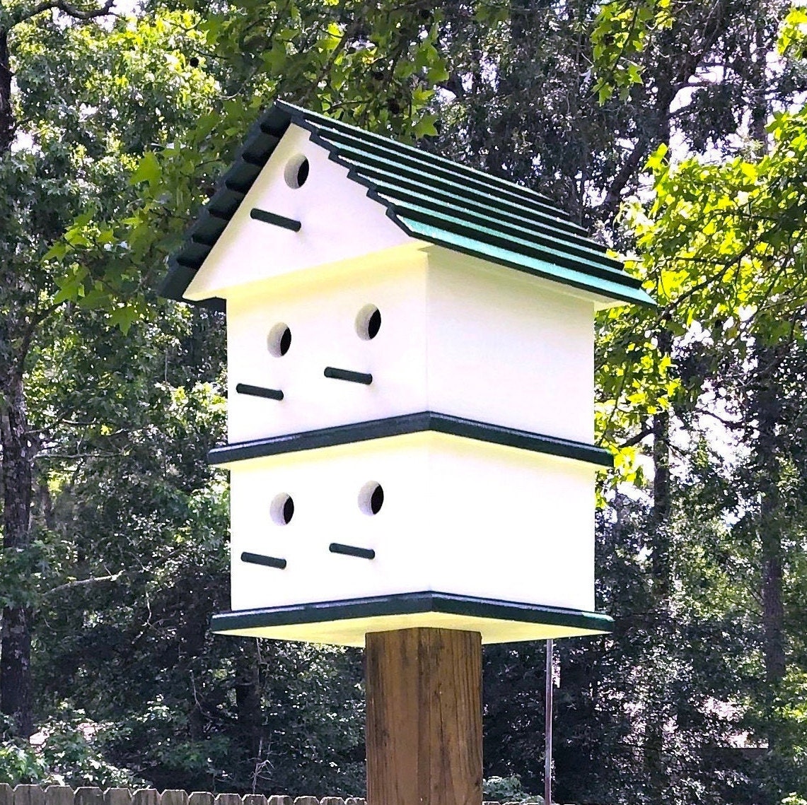 Purple Martin Birdhouse // Red or Green Trim // Handmade in - Etsy